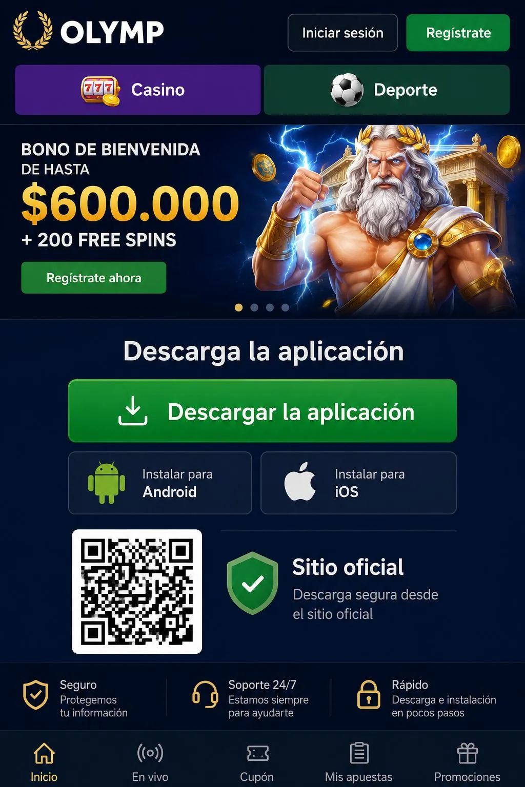 Descargar app Olimp Casino desde la web oficial sin riesgos